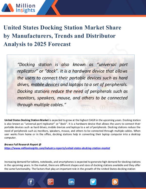 Market New Research United States Docking Station Market Share by 2025