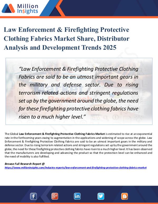 Market New Research Law Enforcement & Firefighting Protective Clothing