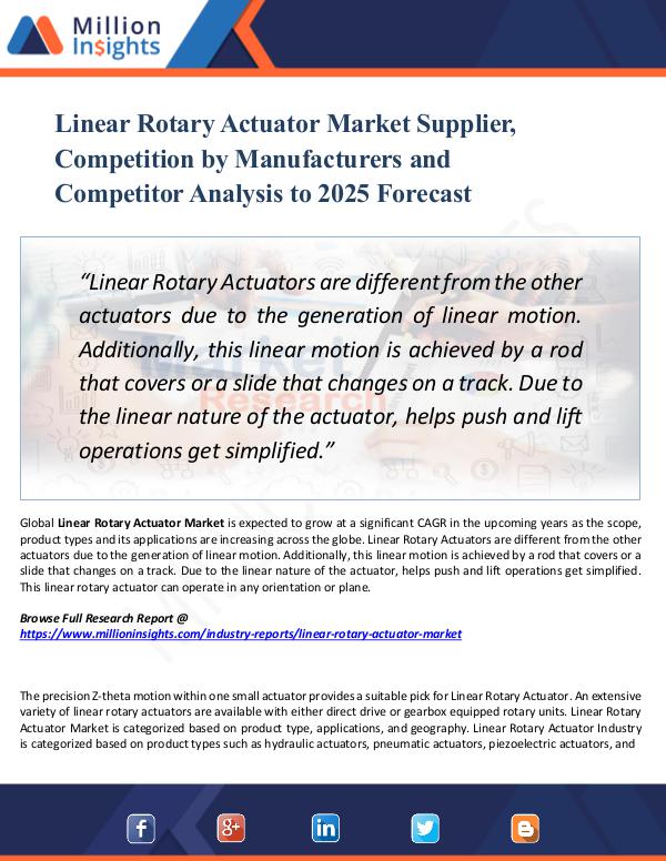 Linear Rotary Actuator Market Supplier, by 2025