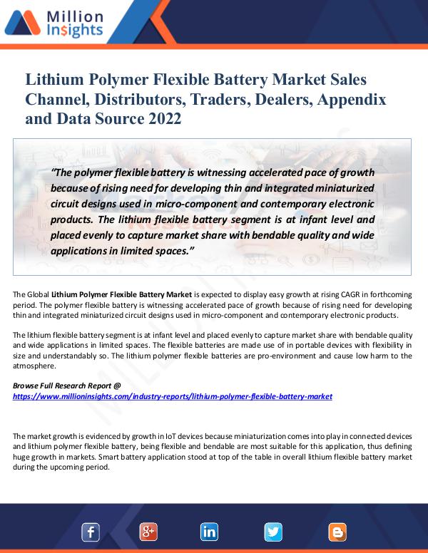 Market Updates Lithium Polymer Flexible Battery Market Sales 2022