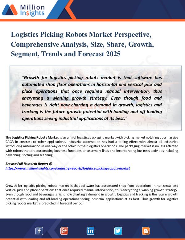 Logistics Picking Robots Market Perspective, 2025