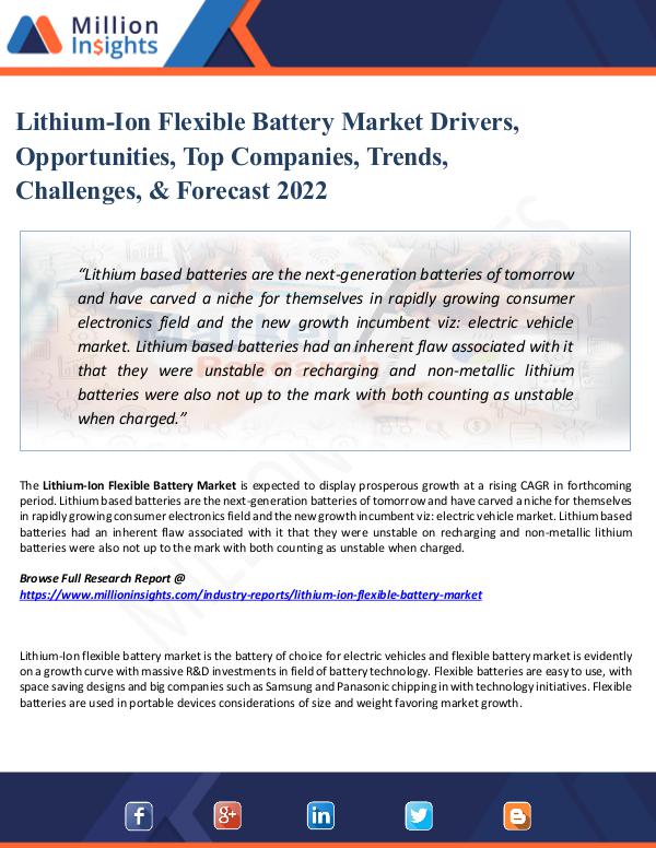 Lithium-Ion Flexible Battery Market Drivers, 2022