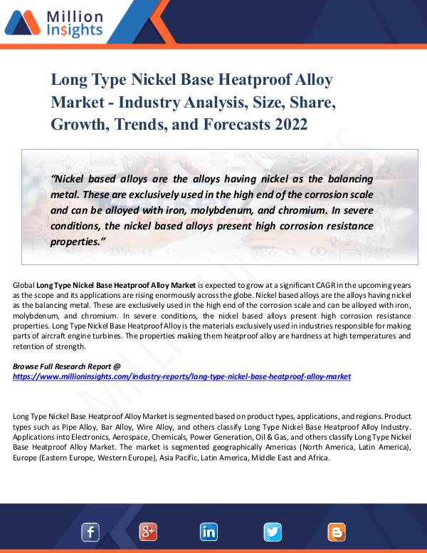 Market Share's Long Type Nickel Base Heatproof Alloy Market 2022