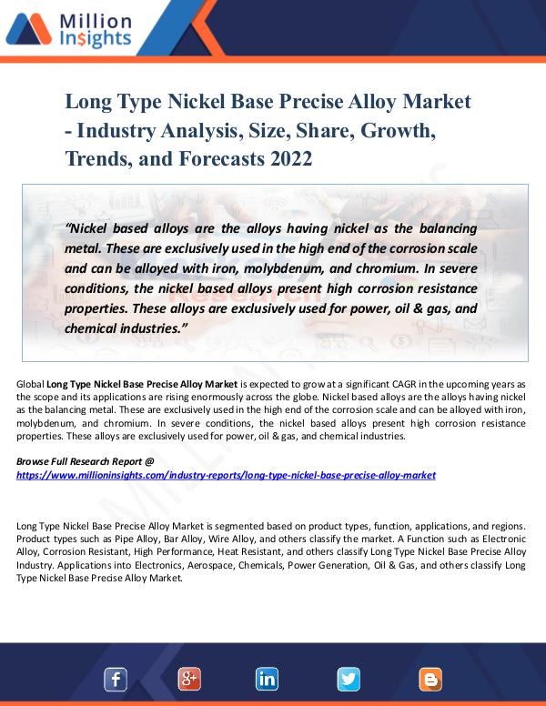 Long Type Nickel Base Precise Alloy Market - 2022