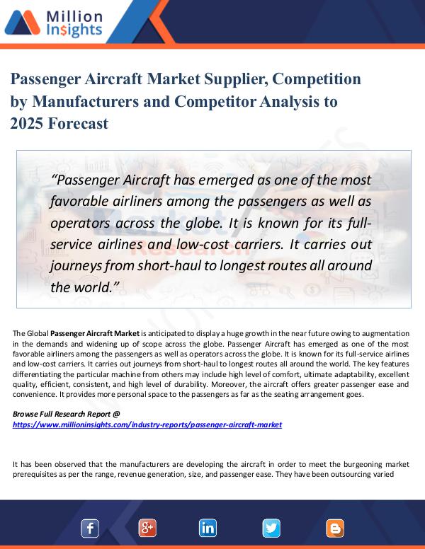 Passenger Aircraft Market Supplier, Competition