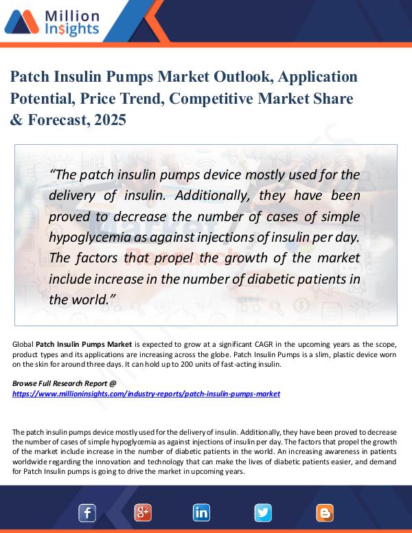 Patch Insulin Pumps Market Outlook, Application