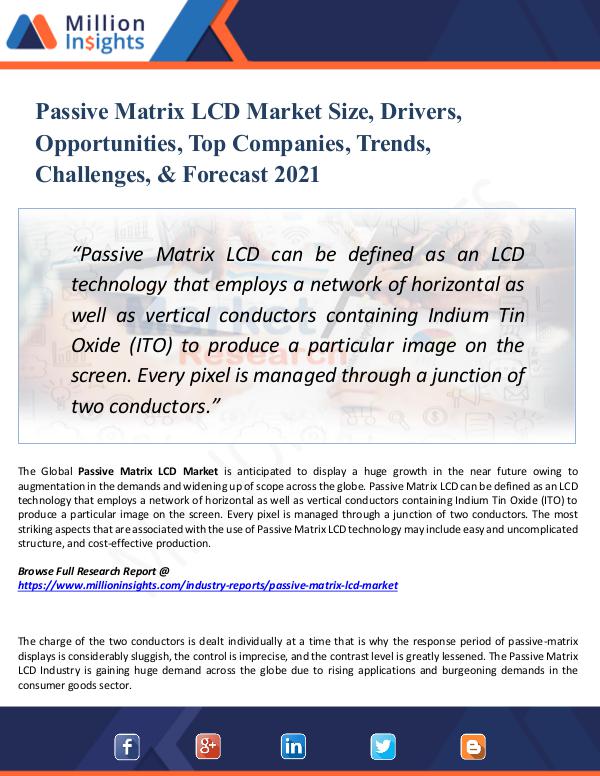Passive Matrix LCD Market Size, Drivers, 2021