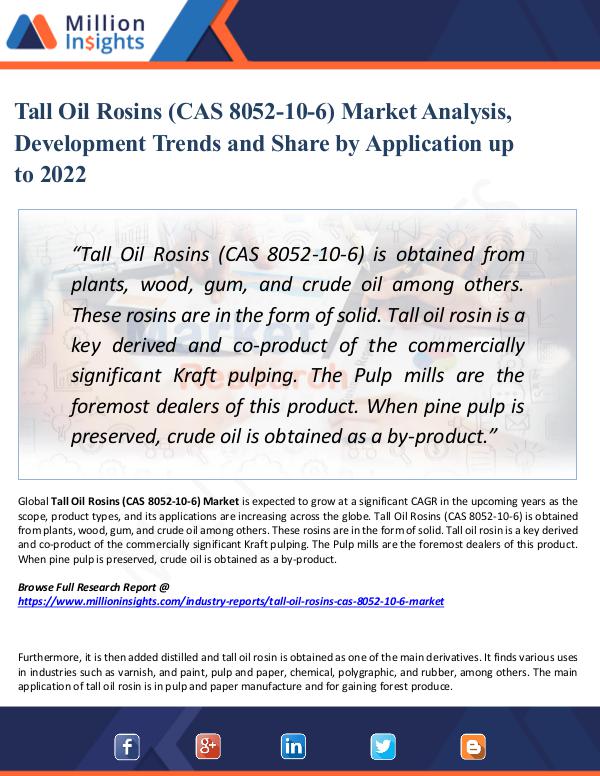 Tall Oil Rosins (CAS 8052-10-6) Market Analysis