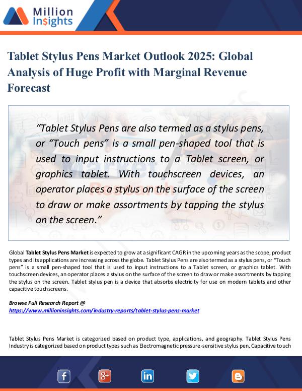 Tablet Stylus Pens Market Outlook 2025-Report