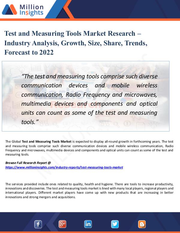 Test and Measuring Tools Market Research – 2022