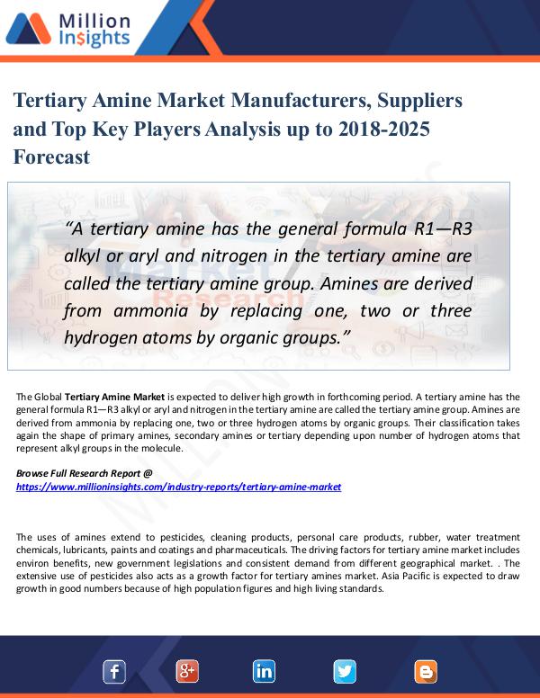 Tertiary Amine Market Manufacturers, Suppliers