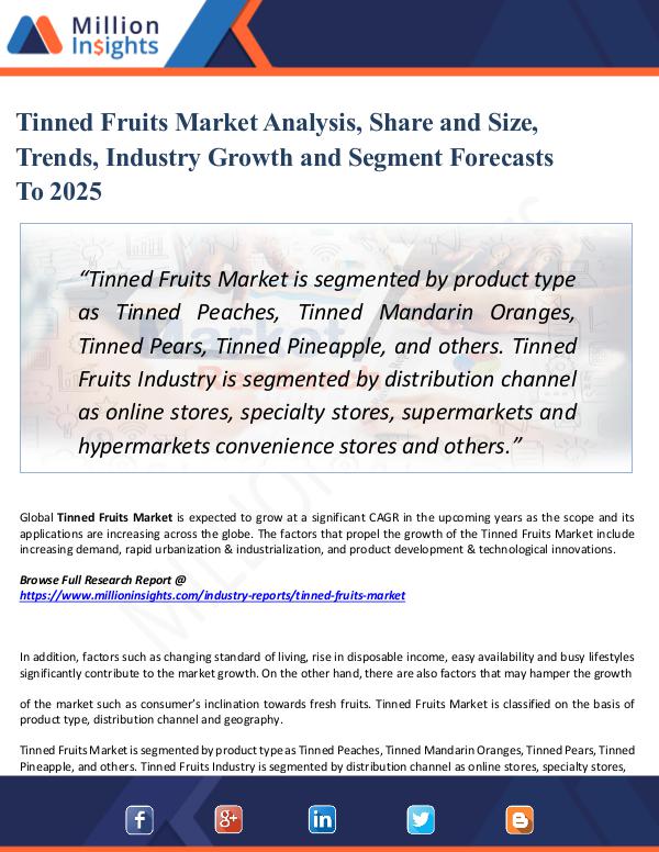 Tinned Fruits Market Analysis, Share and Size,2025