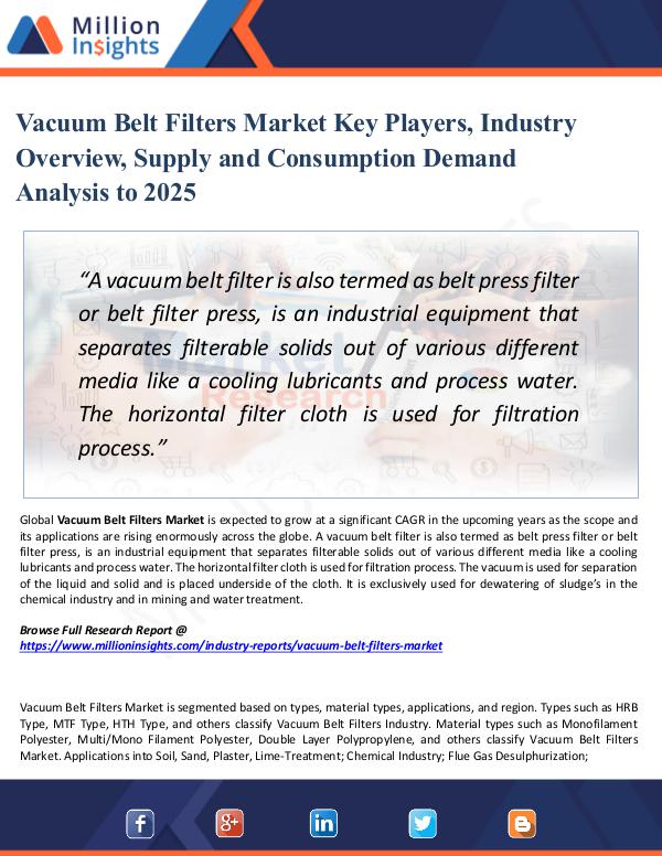 Vacuum Belt Filters Market Key Players, 2025