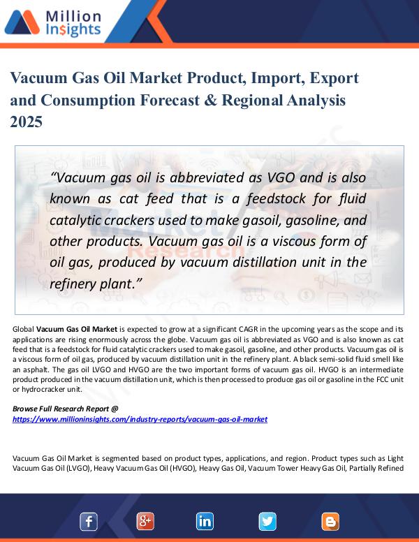 Vacuum Gas Oil Market Product, Import, Export 2025