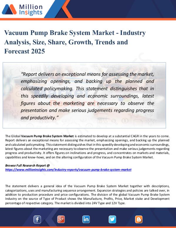 Market Share's Vacuum Pump Brake System Market Analysis by 2025