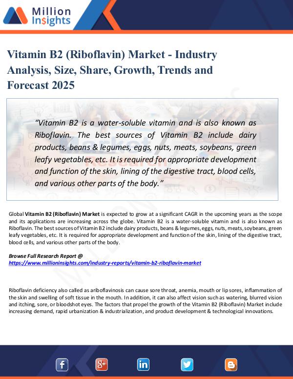 Vitamin B2 (Riboflavin) Market - Industry Analysis