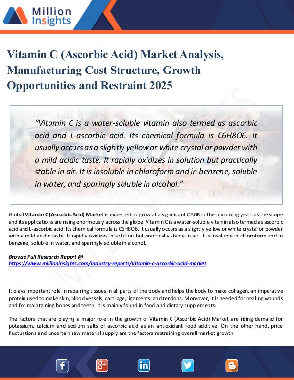 Vitamin C (Ascorbic Acid) Market Analysis, 2025