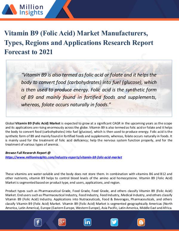 Market Share's Vitamin B9 (Folic Acid) Market Manufacturers, Type