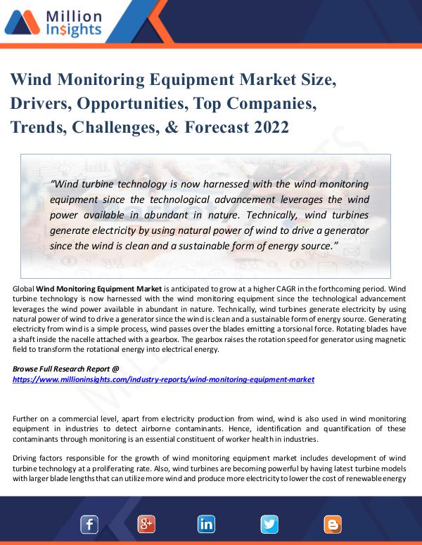 Wind Monitoring Equipment Market Size, Drivers