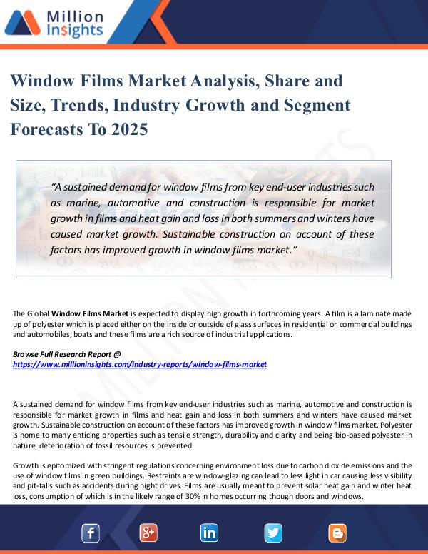 Window Films Market Analysis, Share and Size, 2025