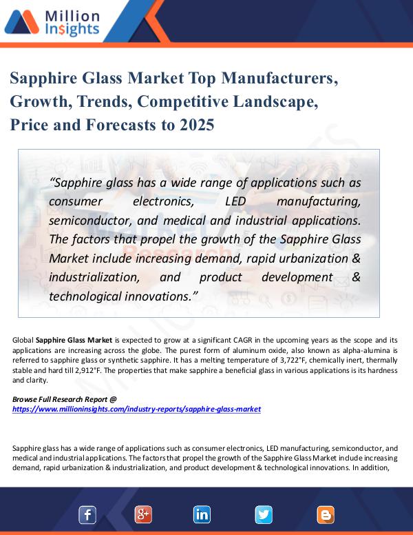 Sapphire Glass Market Top Manufacturers, Growth,