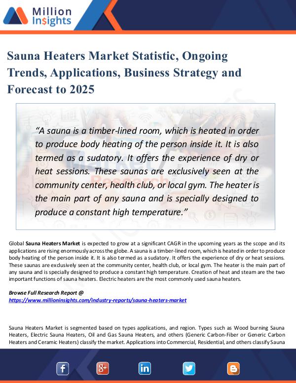 Market Share's Sauna Heaters Market Statistic, Ongoing Trends