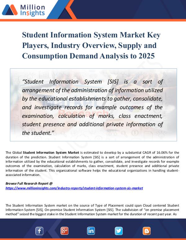 Market Share's Student Information System Market Key Players,