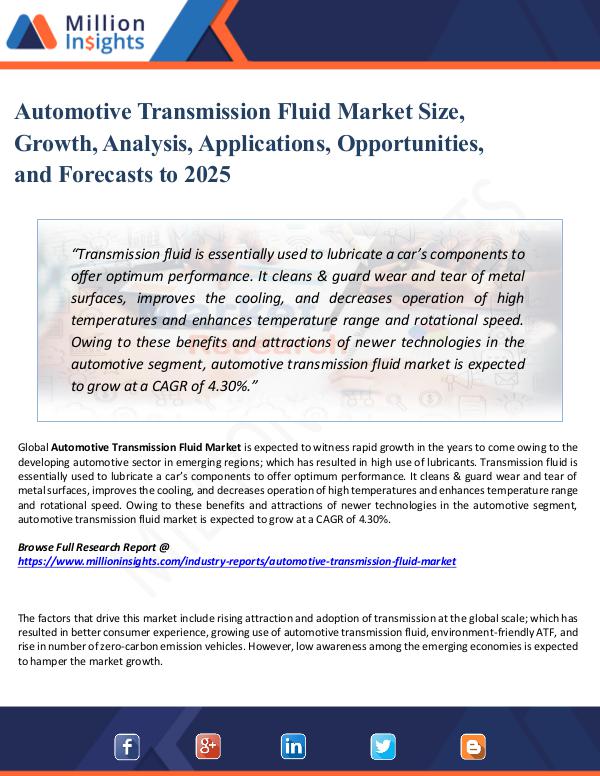 Automotive Transmission Fluid Market Size, Growth