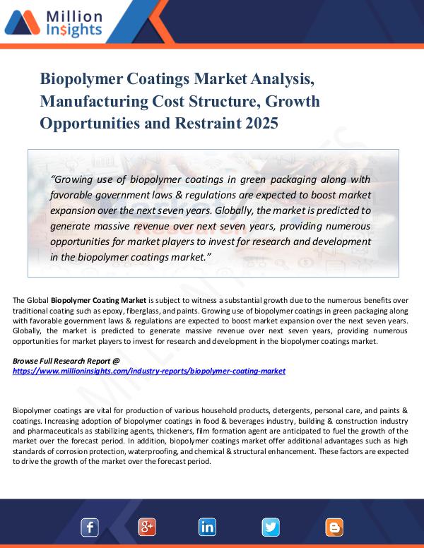 Biopolymer Coatings Market Analysis, Manufacturing
