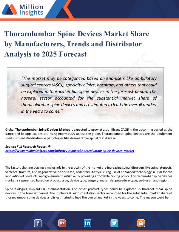 Thoracolumbar Spine Devices Market Share by 2025