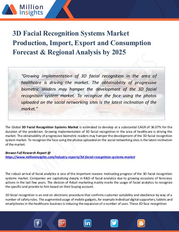 Market Share's 3D Facial Recognition Systems Market Production, I