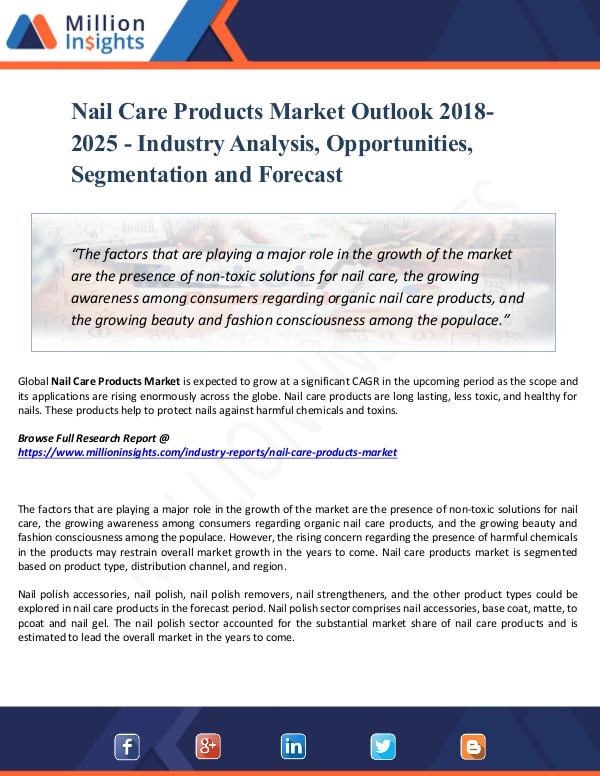 Nail Care Products Market Outlook 2018-2025  Share
