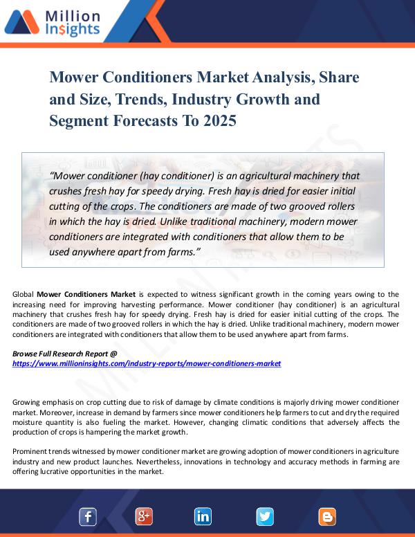 Market Share's Mower Conditioners Market Analysis, Share and Size