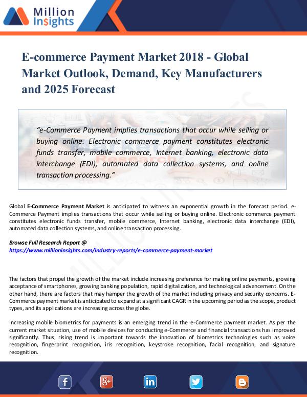 Market New Research E-commerce Payment Market 2018 - Global Outlook