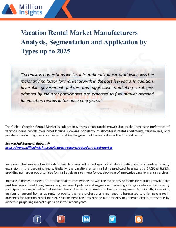 Market New Research Vacation Rental Market Manufacturers Analysis,