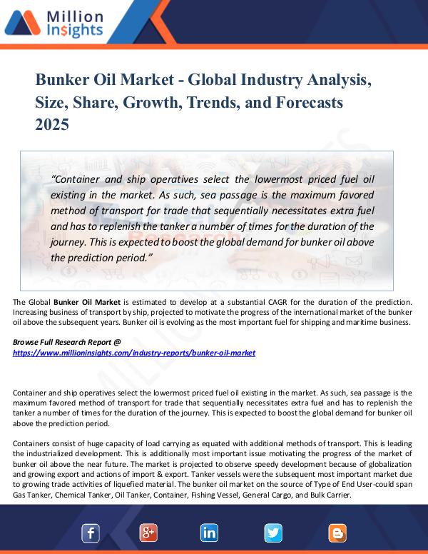 Bunker Oil Market - Global Industry Analysis, Size