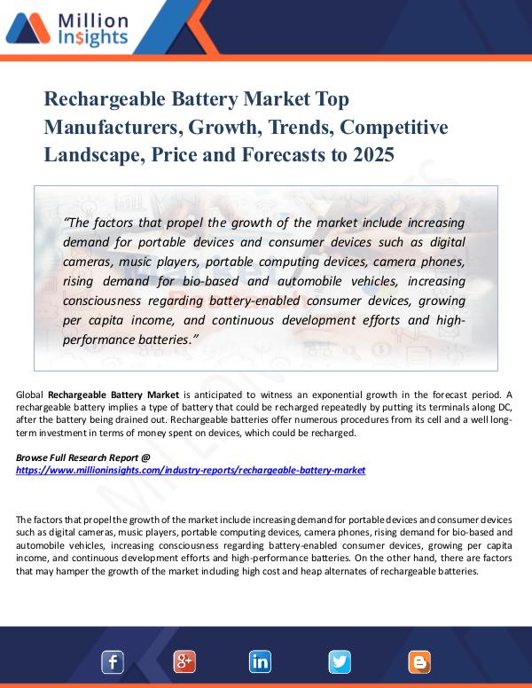 Rechargeable Battery Market Top Manufacturers,