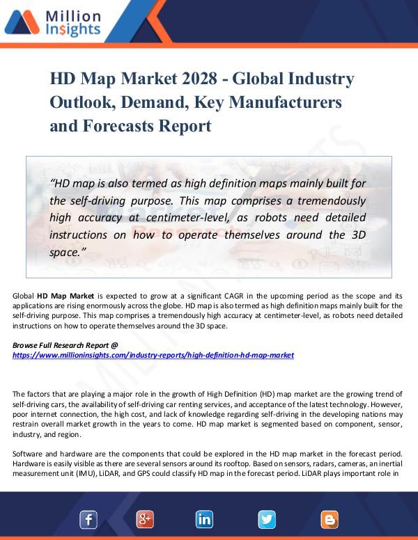 HD Map Market 2028 - Global Industry Outlook, Size