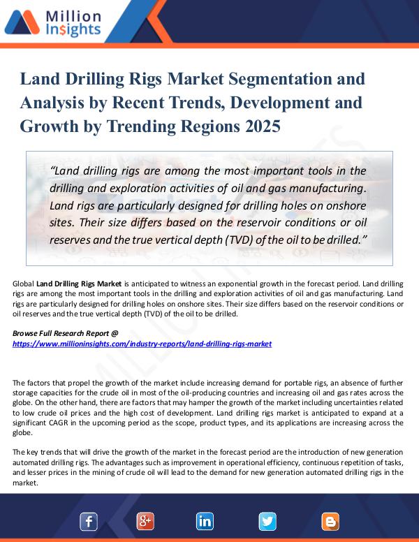 Market Updates Land Drilling Rigs Market Segmentation and Share