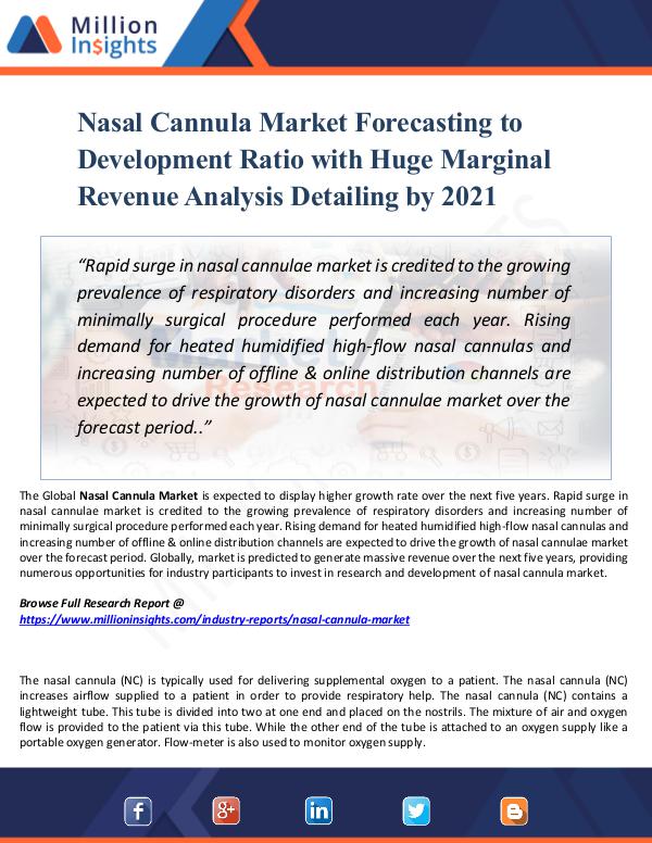 Nasal Cannula Market Forecasting to Development