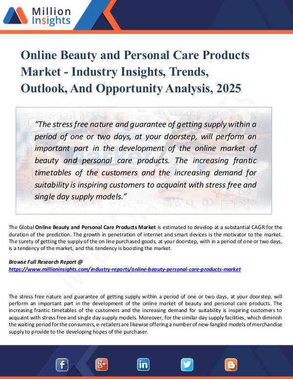 Market New Research Online Beauty and Personal Care Products Market -