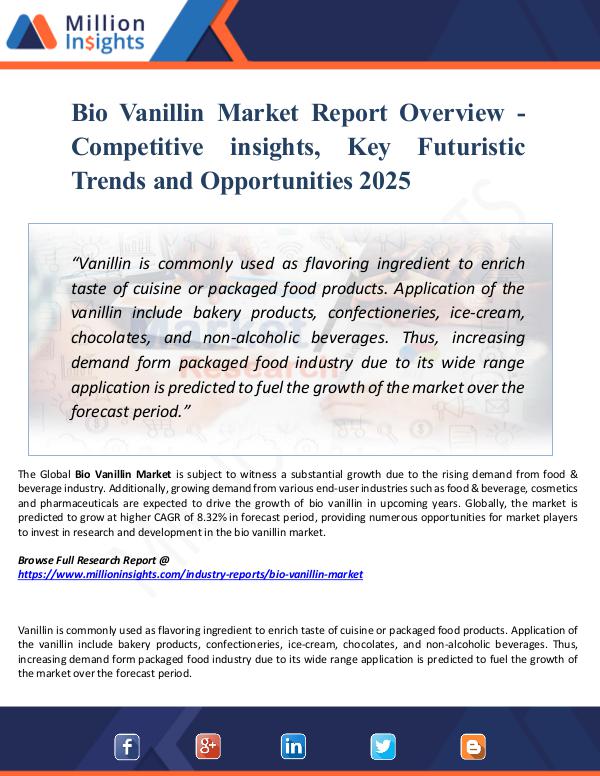 Market Updates Bio Vanillin Market Report Overview - Competitive