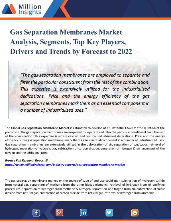 Market Updates Gas Separation Membranes Market Analysis, Segments