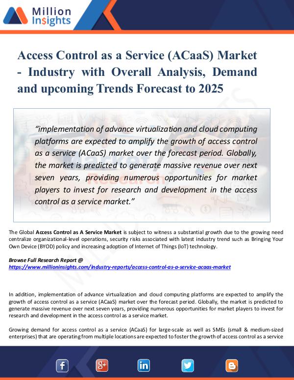 Market Updates Access Control as a Service (ACaaS) Market - 2025