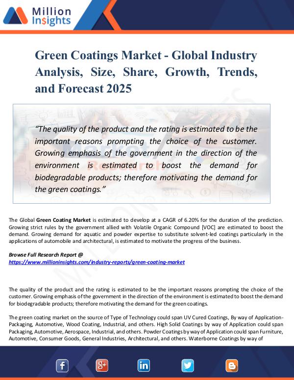 Market Updates Green Coatings Market - Global Industry Analysis,