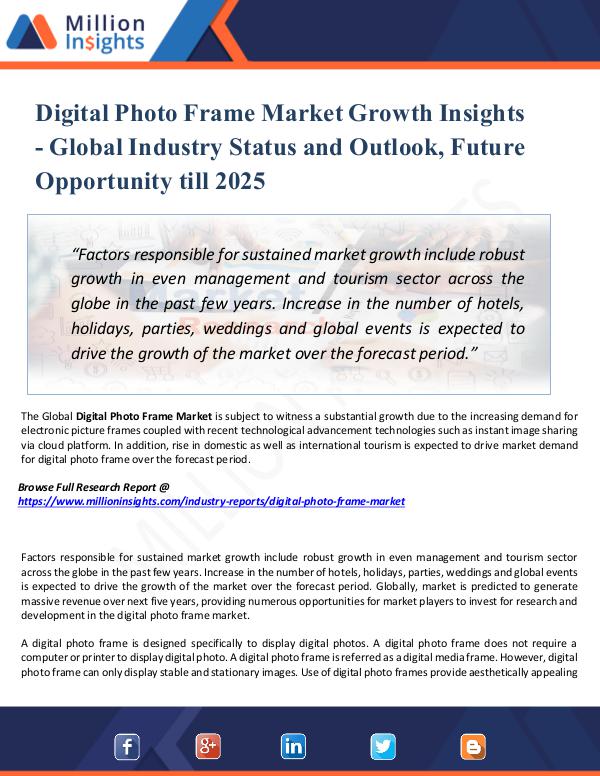 Digital Photo Frame Market Growth Insights -2025