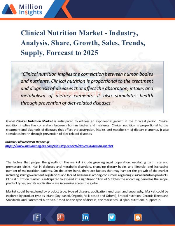 Market New Research Clinical Nutrition Market - Industry, Analysis,