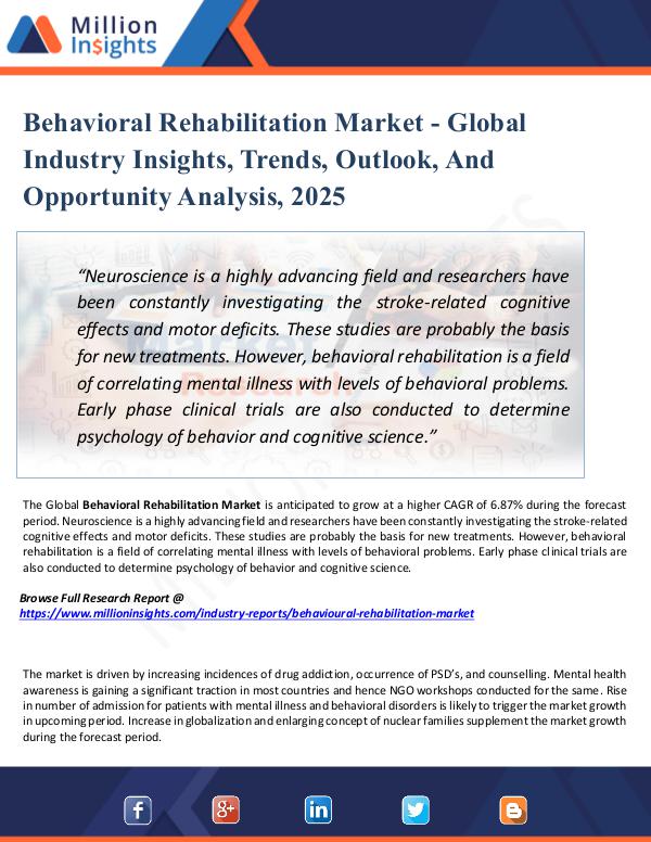 Behavioral Rehabilitation Market - Global Industry