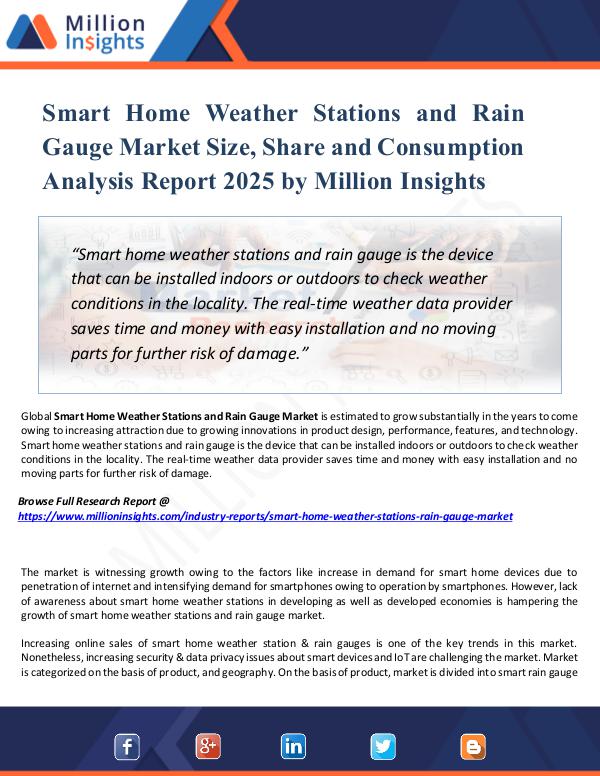 Market New Research Smart Home Weather Stations and Rain Gauge Market