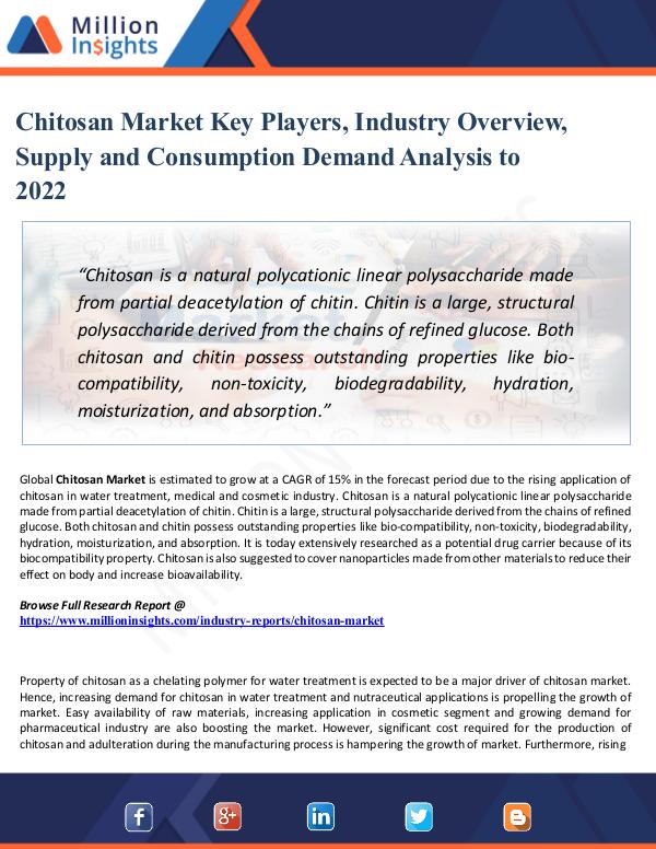 Chitosan Market Key Players, Industry Overview,